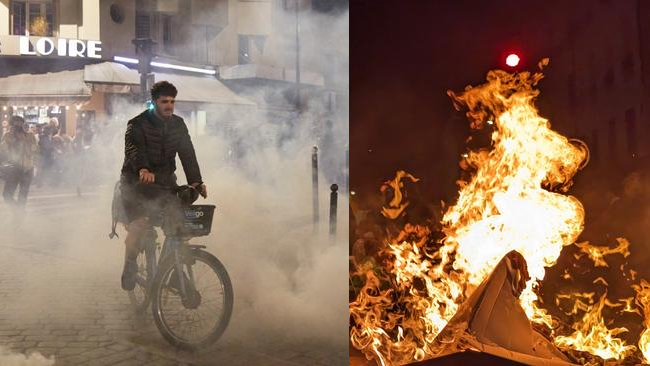 Wild scenes on the streets of Paris as election looms